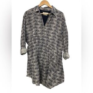 Women’s By Anthropologie Geometric Print Long Sleeve Collared Mini Dress